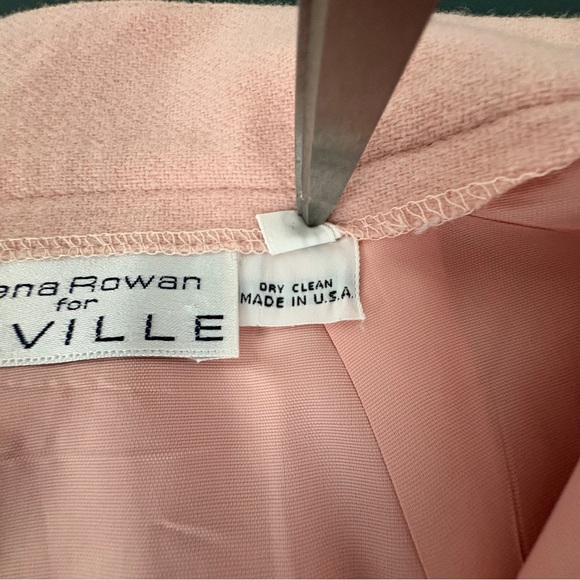 Rena Rowan for Saville Mini Midi Skirt Size 12 Made USA Wool Pink (706) - Picture 12 of 14